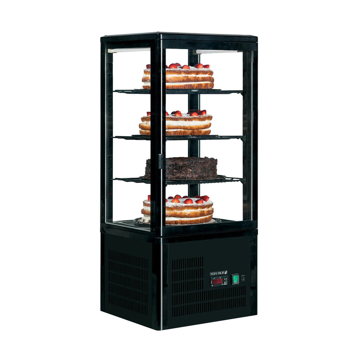 Black refrigerated case with 3 shelves - Tefcold UPD80-BLACK - 78 liters - 42 db - 1.9 kw/24 hours