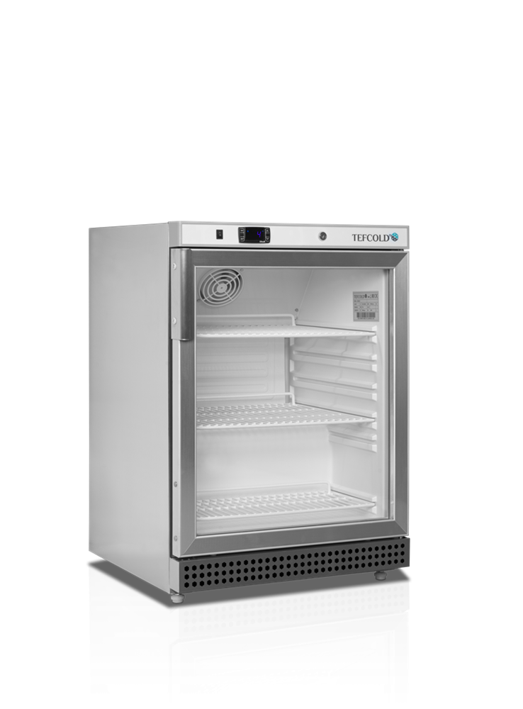 Mini display køleskab - Tefcold UR200SG - 119 liter - 40 DB - 1,6 Kw/ 24 timer (rustfri stål)