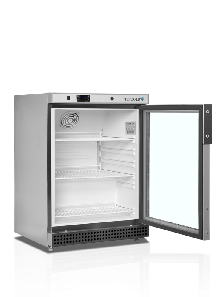 Mini display køleskab - Tefcold UR200SG - 119 liter - 40 DB - 1,6 Kw/ 24 timer (rustfri stål)