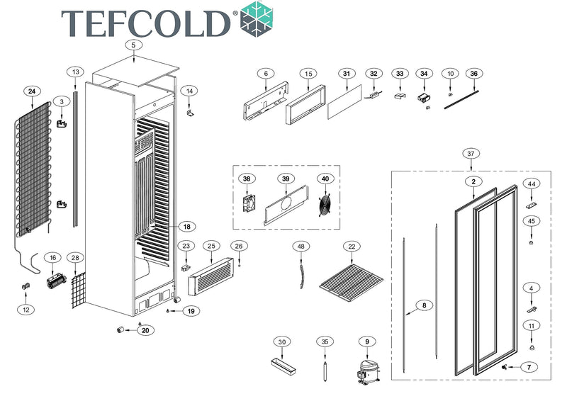 Sort display køleskab - Tefcold CEV435 BLACK - 345 liter - 55 dB - 1,54 Kw/24 timer (NY)