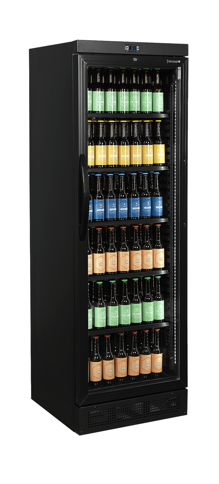 Sort display køleskab - Tefcold CEV435 BLACK - 345 liter - 55 dB - 1,54 Kw/24 timer