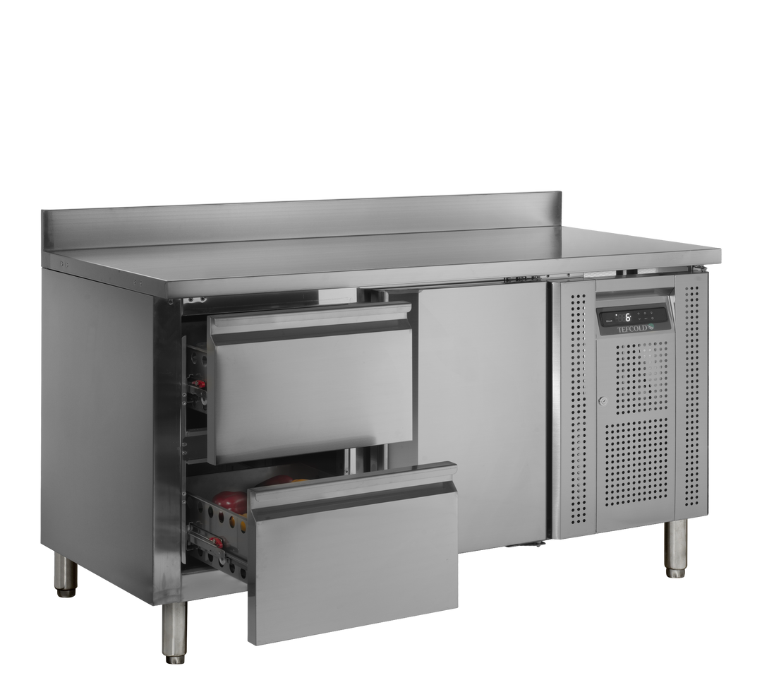 Kølebord med 2 skuffer og 1 dør - Tefcold CK7220 - 272 liter - 1,98 kw/24 timer - 136 cm bred