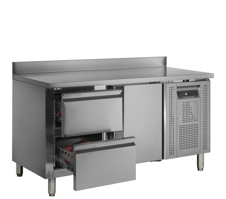 Kølebord med 2 skuffer og 1 dør - Tefcold CK7220 - 272 liter - 1,98 kw/24 timer - 136 cm bred