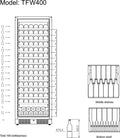 Vinkøleskab - Tefcold TFW400-F - 5 til 18°C - Ventileret - 165 flasker - 39 dB - 0,43 kW/24 timer