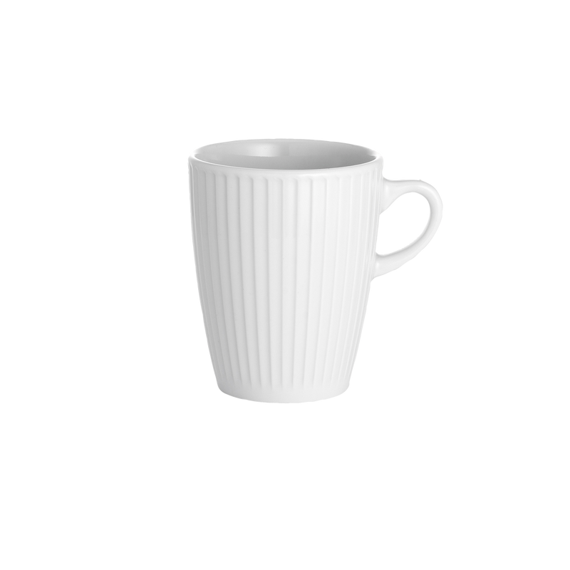 6 stk. Pillivuyt Plissé kopper 27 cl -  Hvid - Ovnfast (Kaffe/te/kakao)