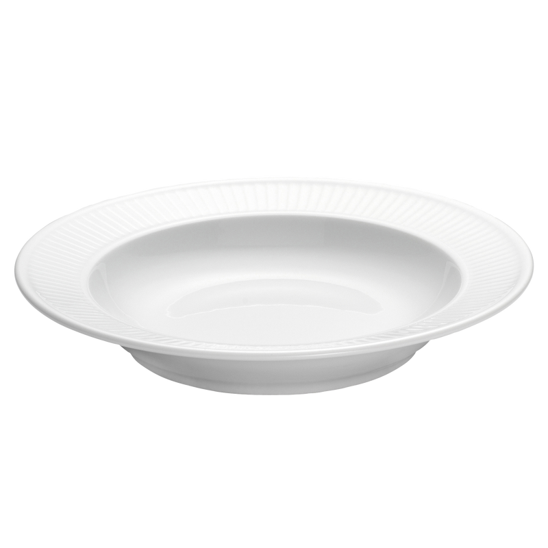 3 stk. Pillivuyt Plissé tallerken Ø28 cm - Dyb- Hvid - Ovnfast (Pastatallerken)