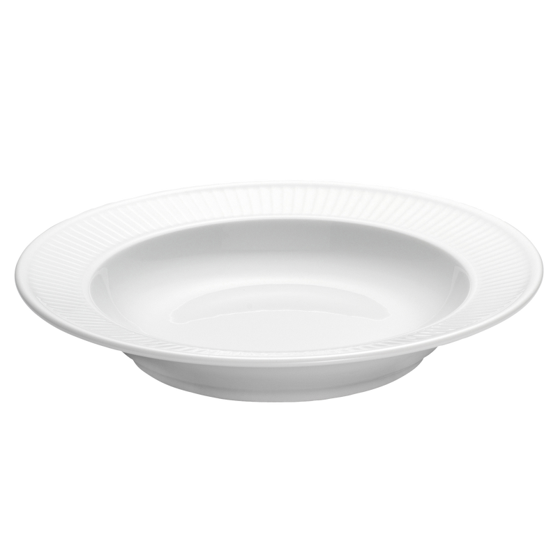 6 stk. Pillivuyt Plissé tallerken Ø22 cm - Dyb- Hvid - Ovnfast (Suppe/morgenmad/pasta)