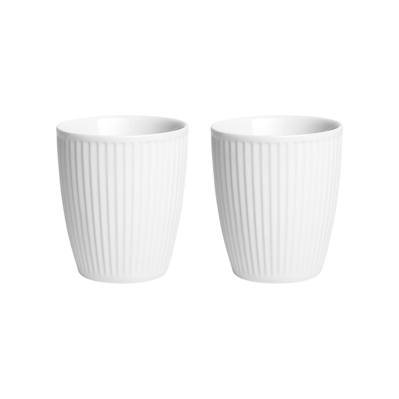 2 stk. Pillivuyt Plissé kopper 8 cl -  Hvid - Ovnfast (espressokopper)