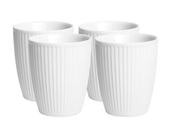 4 stk. Pillivuyt Plissé krus 25 cl -  Hvid - Ovnfast (Kaffe/te/kakao)