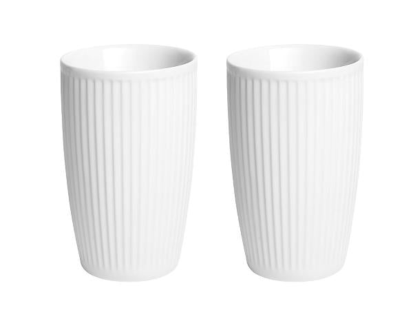 2 stk. Pillivuyt Plissé krus 35 cl -  Hvid - Ovnfast (Kaffe/te/kakao)