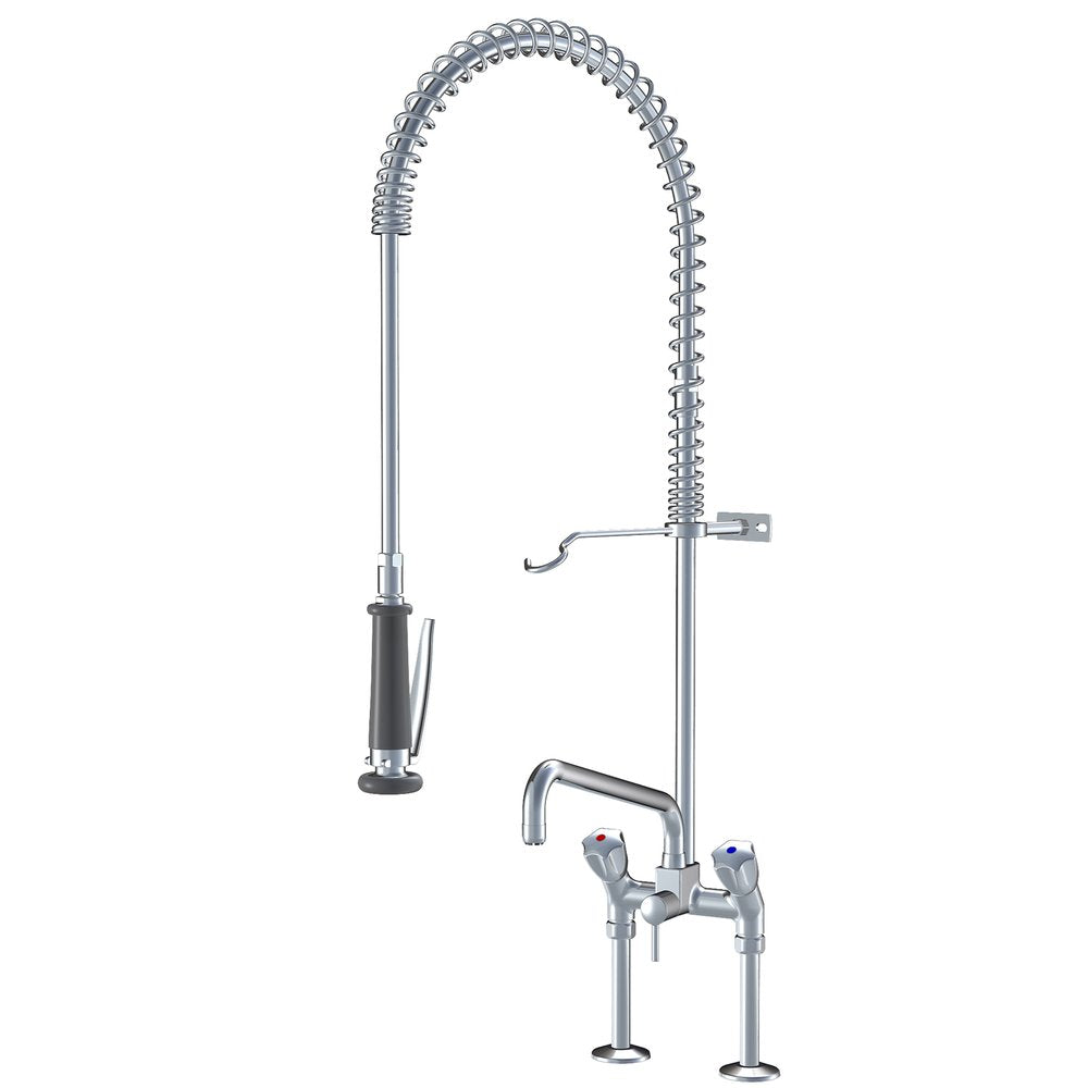 Faucet with spray from KWC 716127.504, Approved for drinking water, (two-hole table mounting)