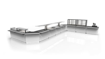 Buffetmodul BUBA med bain marie og skærm m. lys - 3 x GN 1/1 (på hjul)