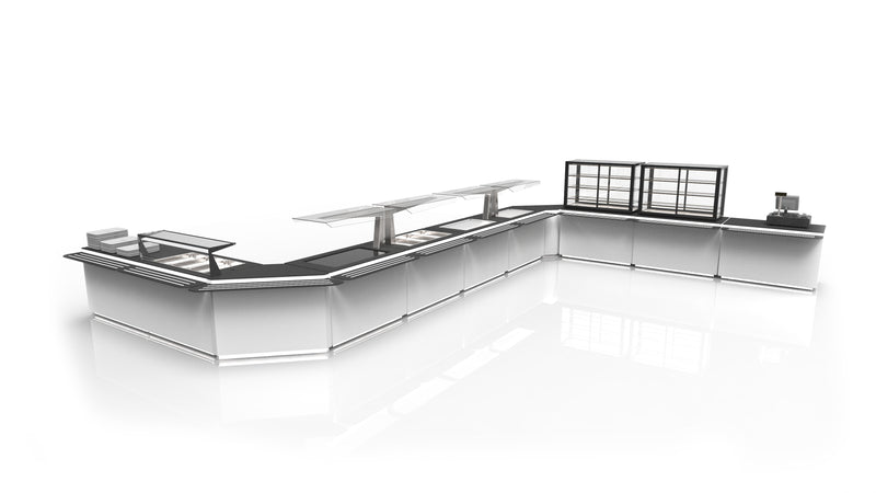Buffetmodul BUBA med bain marie og skærm m. lys - 3 x GN 1/1 (på hjul)