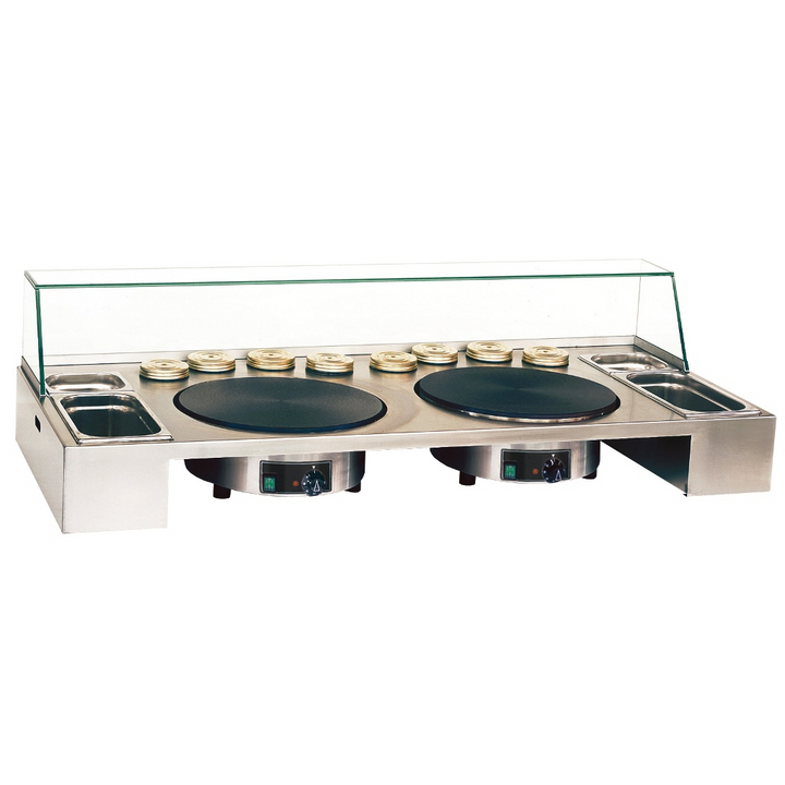 Crêpesstation Double Elektrisk m. Hygiejneskærm