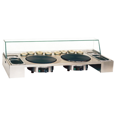 Crêpesstation Double Elektrisk m. Hygiejneskærm