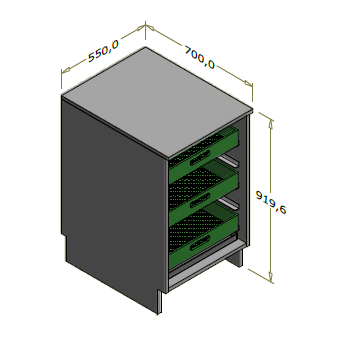 Bagdisk til opvaskebakker - 55x70x91,96 cm