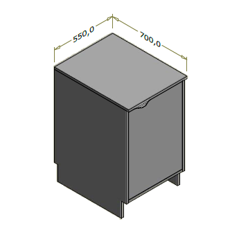 Bagdisk til opvaskebakker m. låge - 55x70x91,96 cm