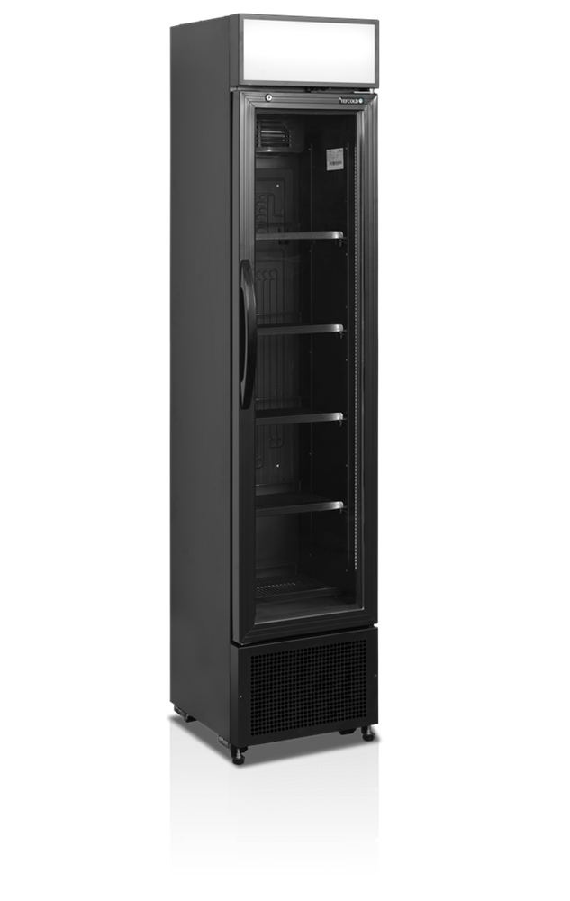 Smalt display køleskab - Tefcold FSC175H BLACK - 114 liter - 45 DB - 2,65 kW/24 timer - 43,5 cm bred