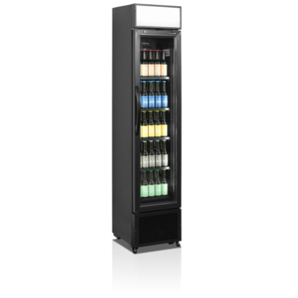 Smalt display køleskab - Tefcold FSC175H BLACK - 114 liter - 45 DB - 2,65 kW/24 timer - 43,5 cm bred