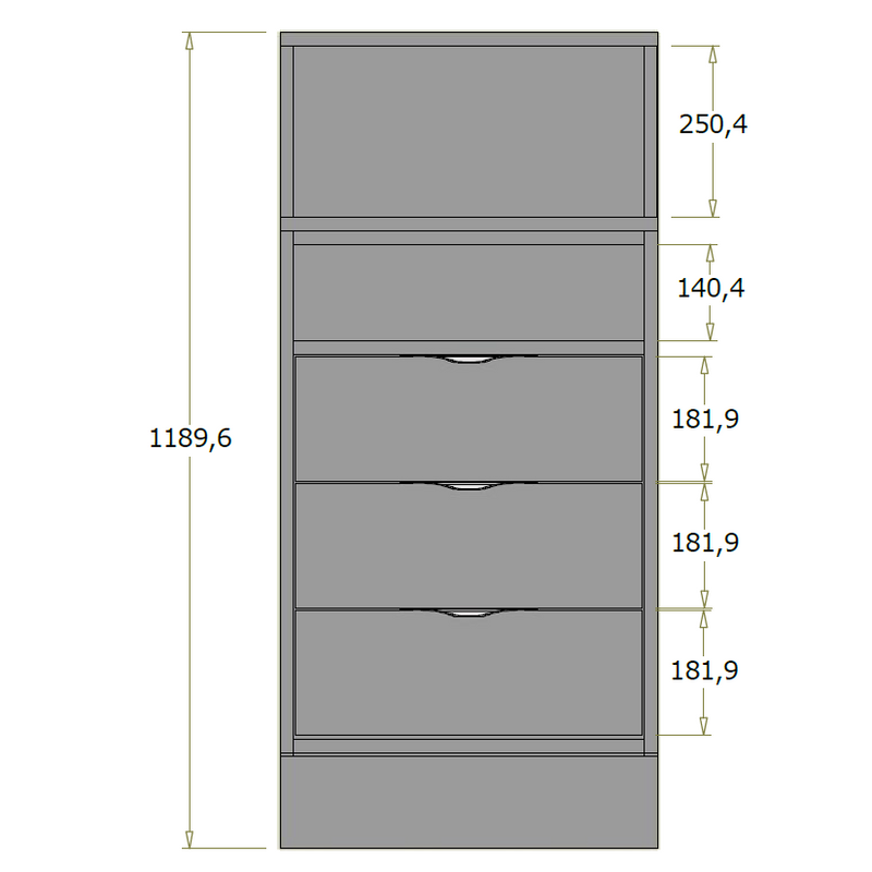 Høj frontdisk til ekspedition (kassedisk) - 55x71x119 cm
