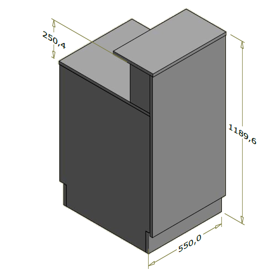 Høj frontdisk til ekspedition (kassedisk) - 55x71x119 cm