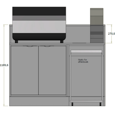 Høj frontdisk til espressomaskine - 140x71x119 cm