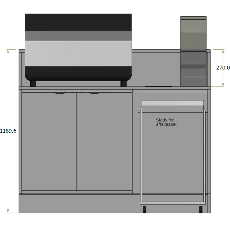 Høj frontdisk til espressomaskine - 140x71x119 cm