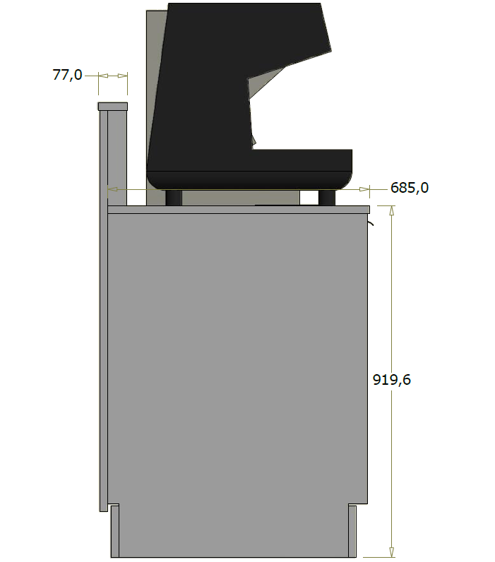 Høj frontdisk til espressomaskine - 140x71x119 cm