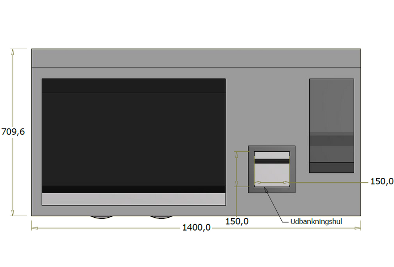 Høj frontdisk til espressomaskine - 140x71x119 cm