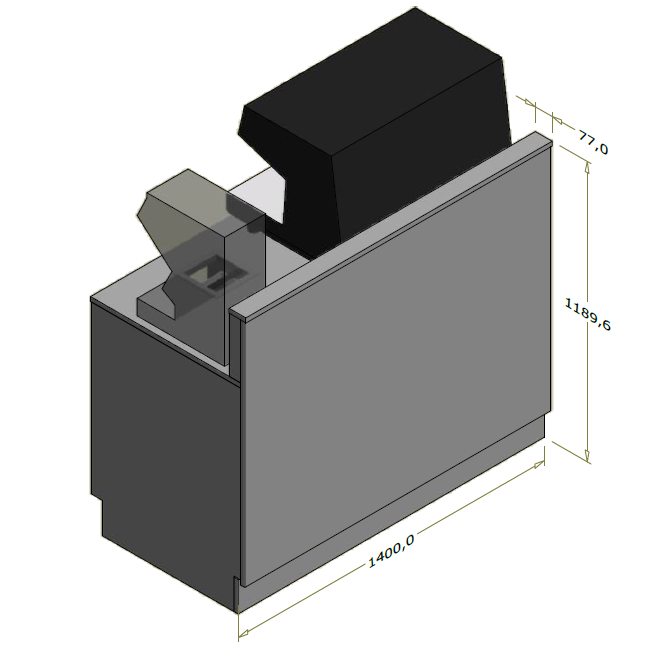 Høj frontdisk til espressomaskine - 140x71x119 cm