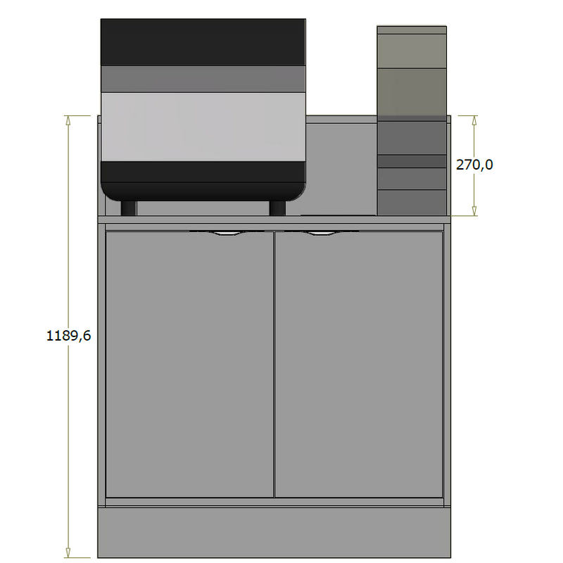 Høj frontdisk til "Compact" espressomaskine - 95x71x119 cm