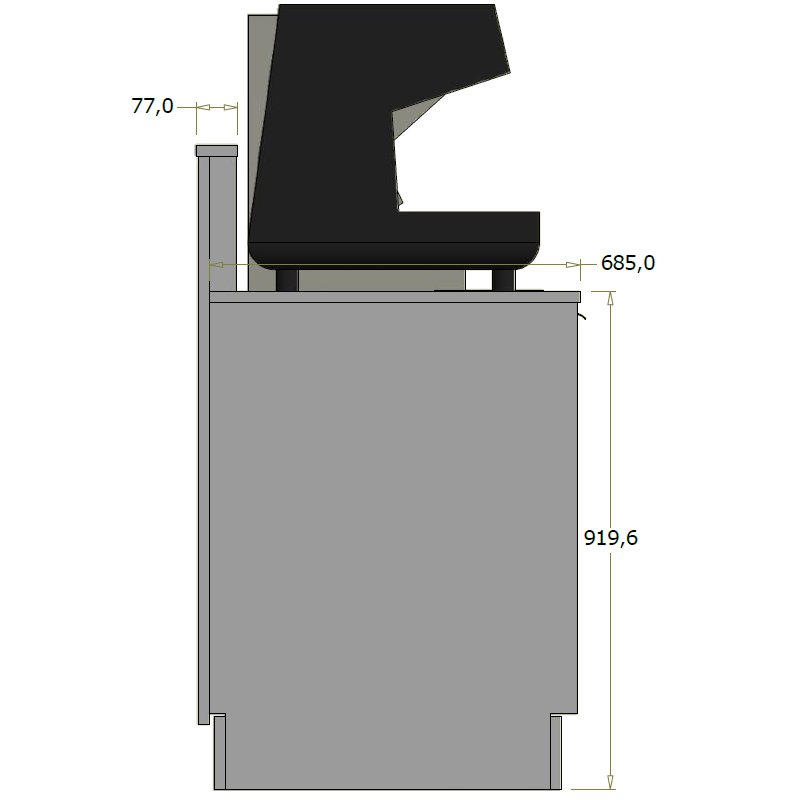 Høj frontdisk til "Compact" espressomaskine - 95x71x119 cm