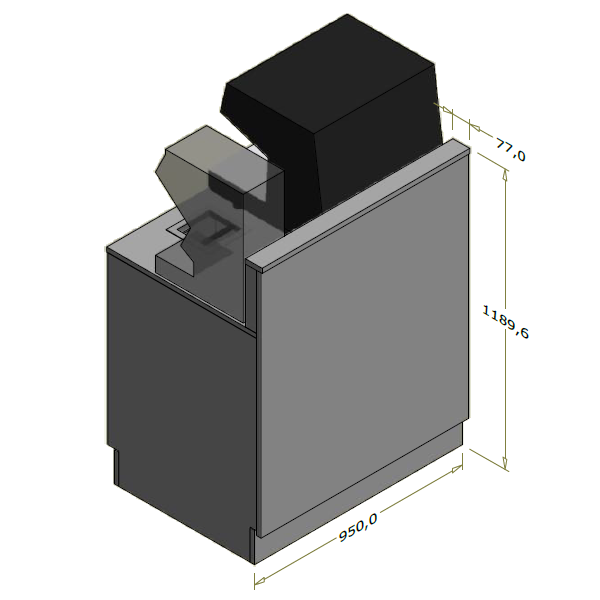 Høj frontdisk til "Compact" espressomaskine - 95x71x119 cm