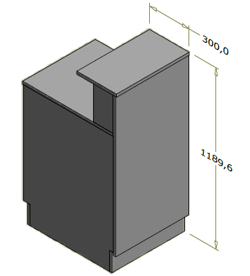 Høj frontdisk til ekspedition (kassedisk) - 55x71x119 cm