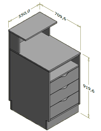 Høj frontdisk til ekspedition (kassedisk) - 55x71x119 cm