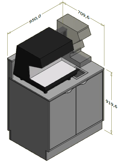 Høj frontdisk til "Compact" espressomaskine - 95x71x119 cm