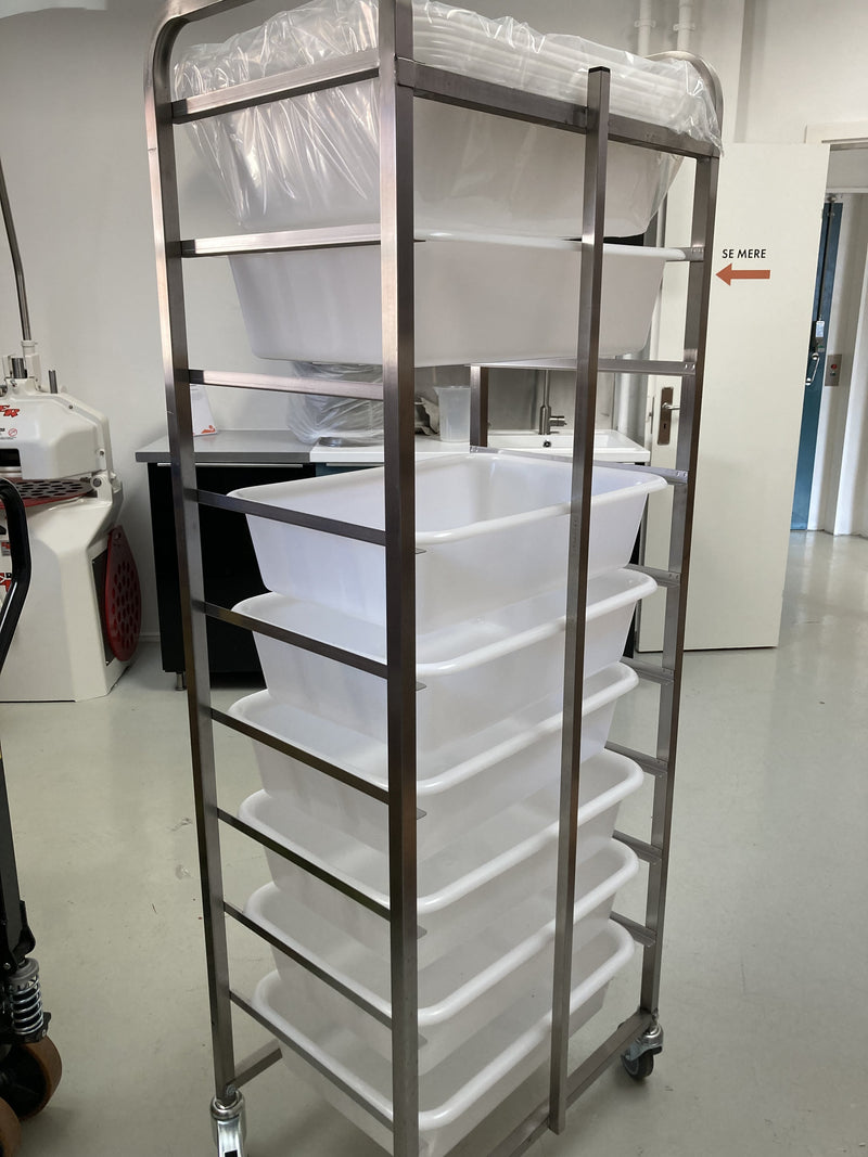 Afvejervogn med 10 stk. Afvejerbakker til dej - 25 liter