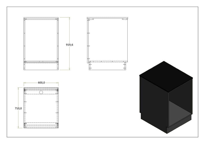 Frontdisk til isterningmaskine - 60x70x91,96 cm