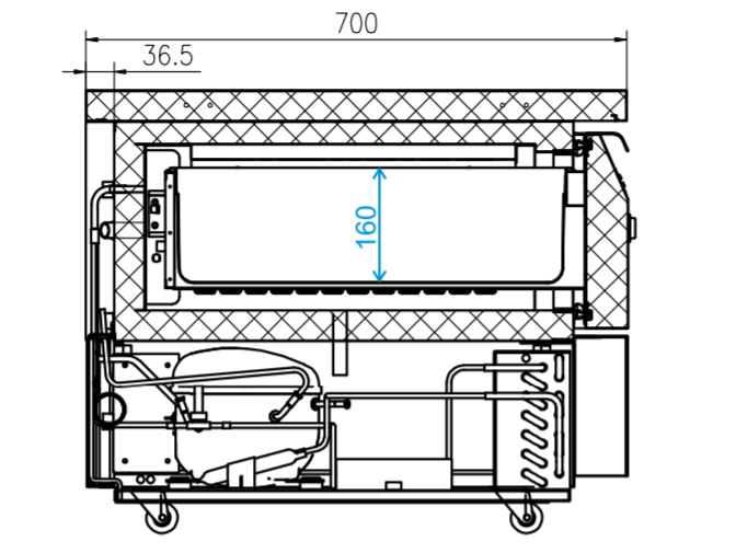 Køleskuffe/fryseskuffe - Tefcold UD1-2P omstilbar - 51 liter - 2,21 kW/24 timer -  42 DB