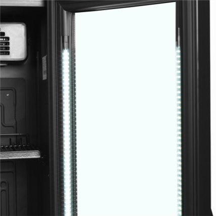 Smalt display køleskab - Tefcold FSC175H BLACK - 114 liter - 45 DB - 2,65 kW/24 timer - 43,5 cm bred
