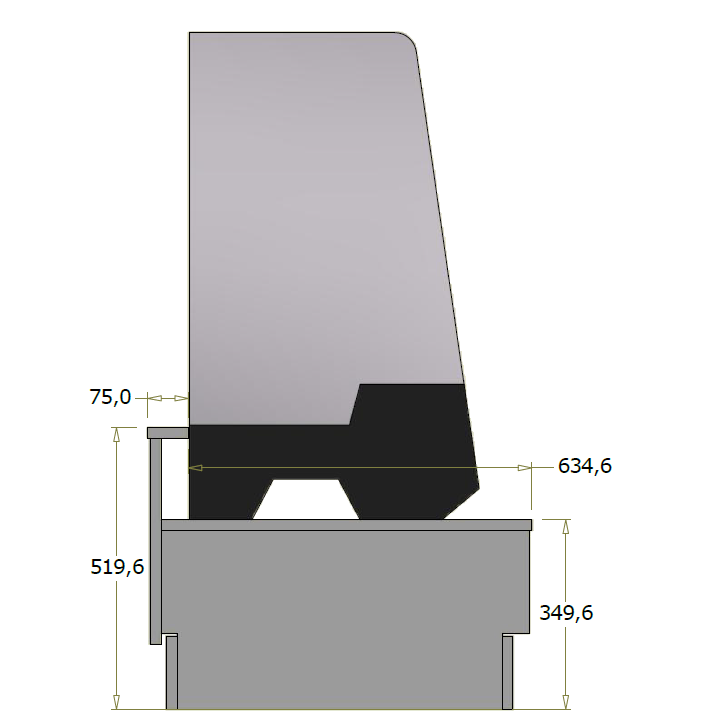 Lav frontdisk til Sayl Tower kølevitrine - 72x71 cm