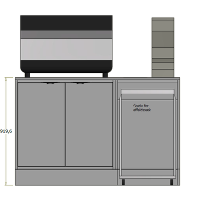 Lav frontdisk til espressomaskine - 140x71x92 cm