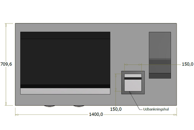 Lav frontdisk til espressomaskine - 140x71x92 cm
