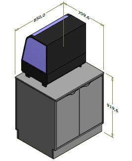 Lav frontdisk med skabe til f.eks. kølevitrine - 85x71x92 cm