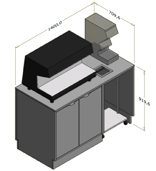 Lav frontdisk til espressomaskine - 140x71x92 cm