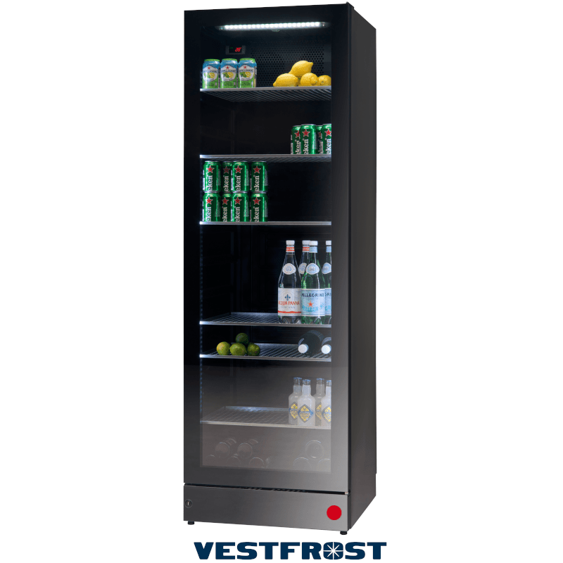 Sort display køleskab - Vestfrost MFG 185 - 285 liter - 45 dB - 1,68 kw/ 24 timer (Eksklusiv design)