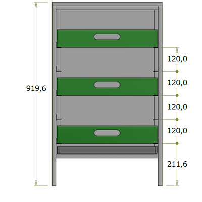 Bagdisk til opvaskebakker - 55x70x91,96 cm