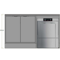 Bagdisk opvaskestation med vask og bordplade i RF stål - 150x70x92,5 cm