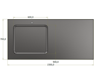 Bagdisk opvaskestation med vask og bordplade i RF stål - 150x70x92,5 cm