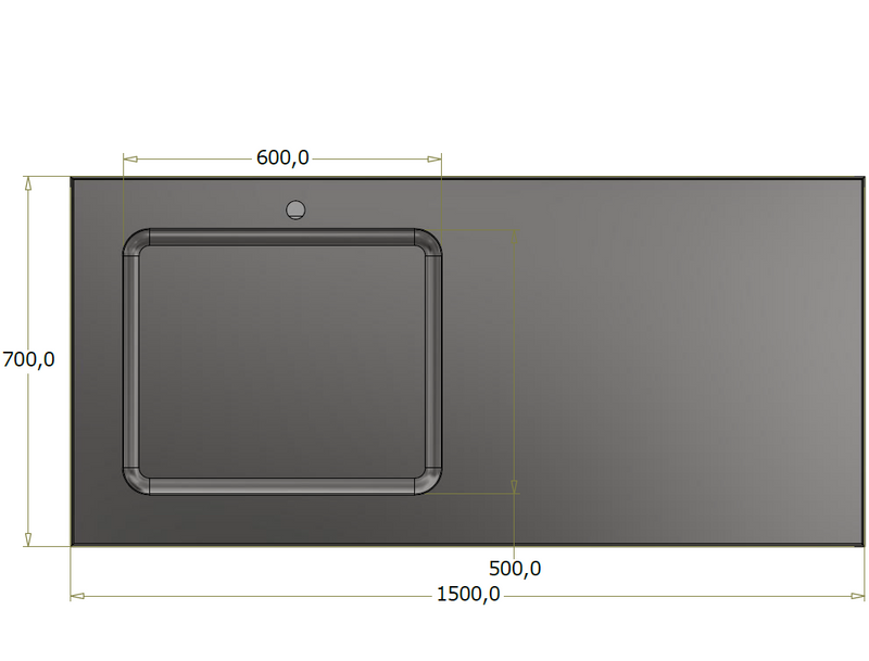Bagdisk opvaskestation med vask og bordplade i RF stål - 150x70x92,5 cm
